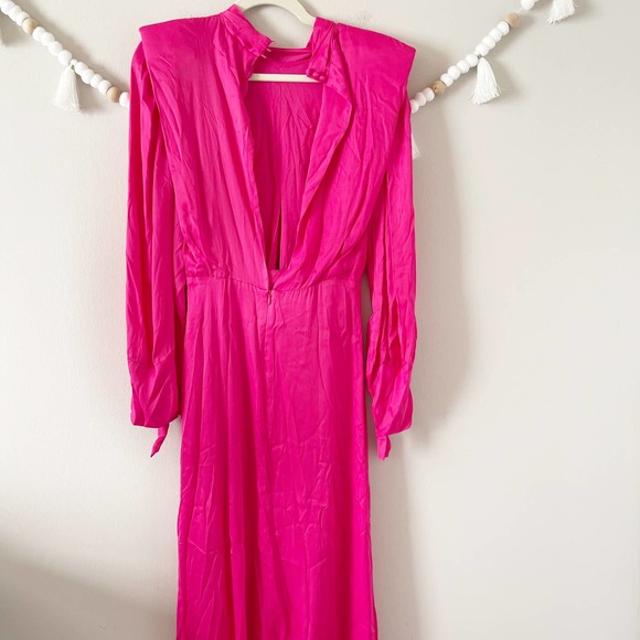 NEW Farm Rio Shoulder Pads Maxi Dress Open Back Viscose Pink Women's Size Medium - Picture 13 of 13